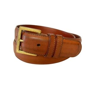 Vintage Coach British Tan Cowhide Leather Belt Solid Brass Buckle #7600 Size 34